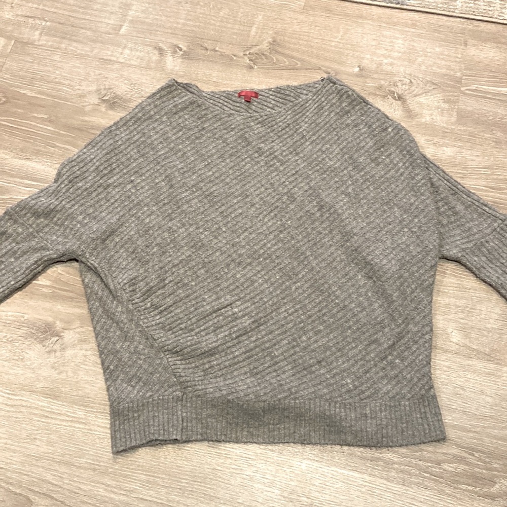Jennifer Lopez Gray Swoop Neck Sweater